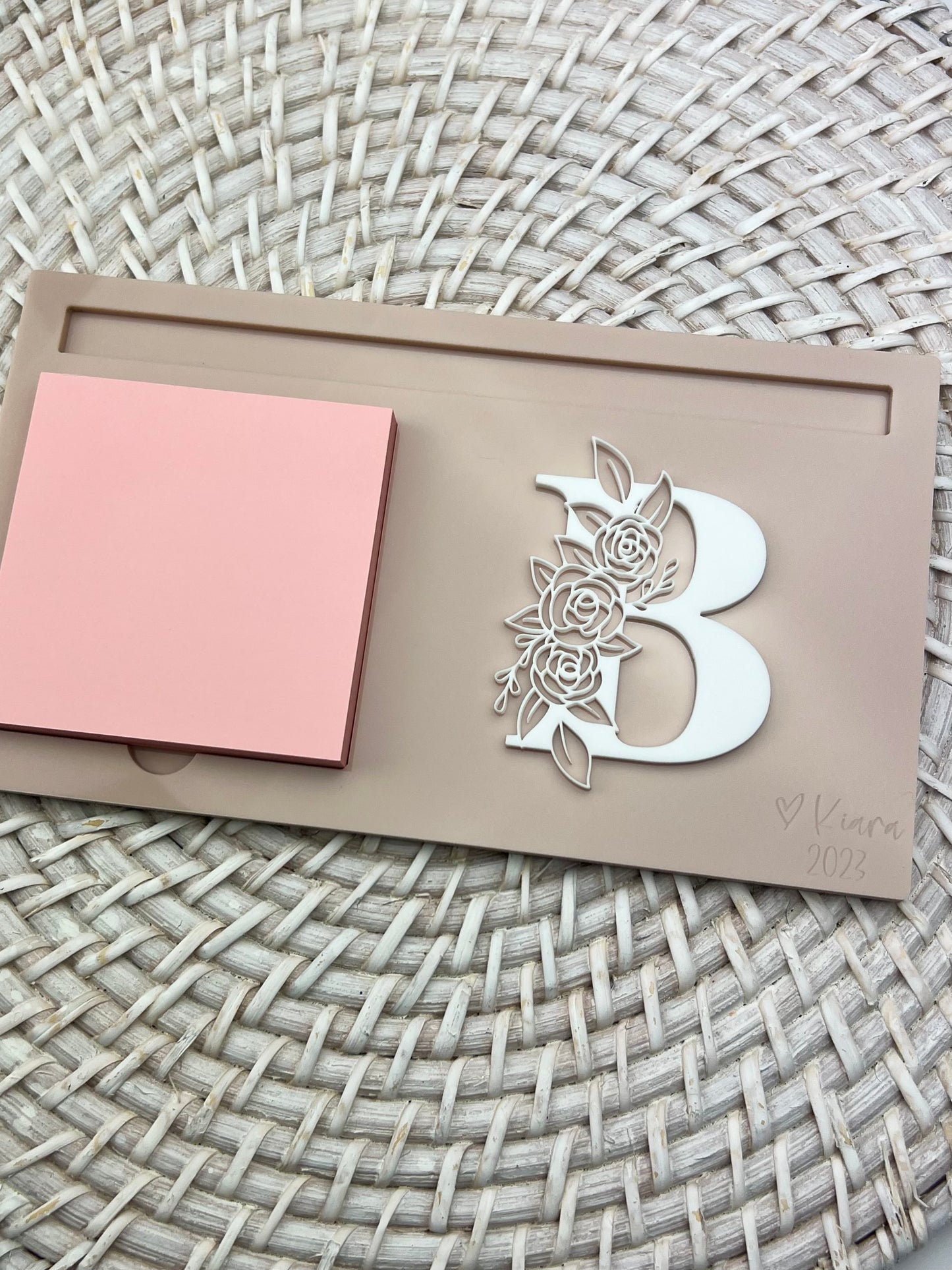 Post It Note Holder - Acrylic (Floral Letter)