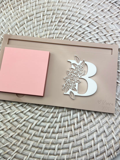 Post It Note Holder - Acrylic (Floral Letter)