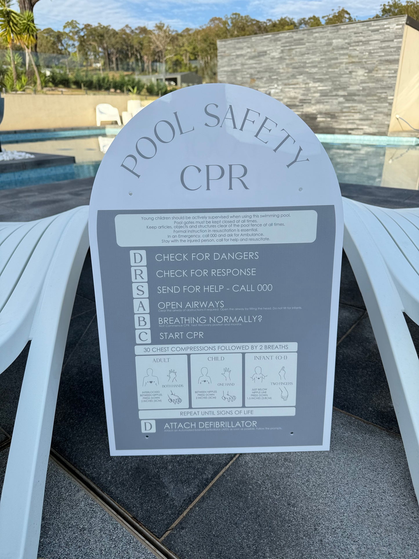 Pool CPR Safety Sign - Arch