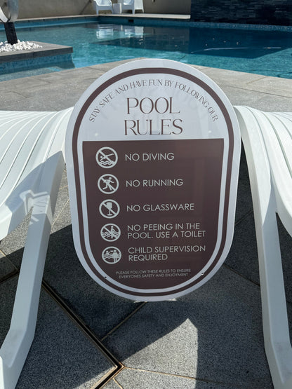 Double Sided Pool CPR Safety/Pool Rules Sign - Oval