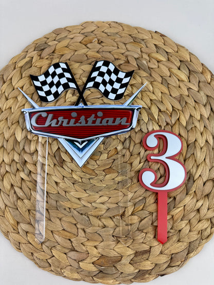 Printed Cars + 3D Acrylic Cake Topper