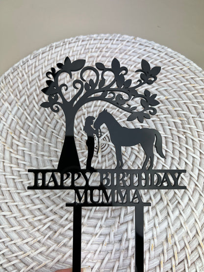 Cow Girl Horse Cake Topper Acrylic