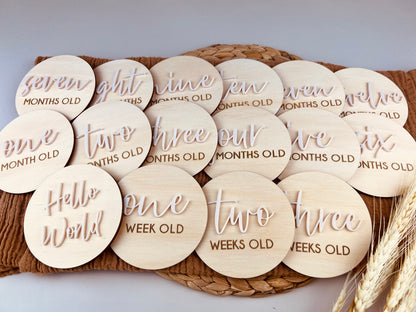 Baby Milestone Discs - Wood/Part Acrylic (Set 16)