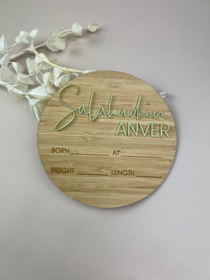 3D Personalised Birth Announcement Plaque