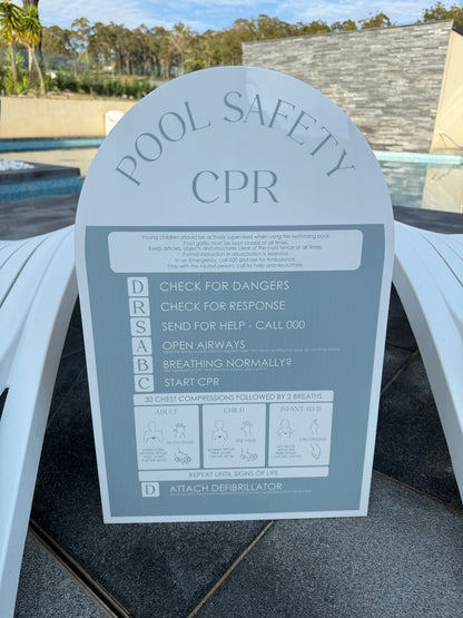 Double Sided Pool CPR Safety/Pool Rules Sign - Arch