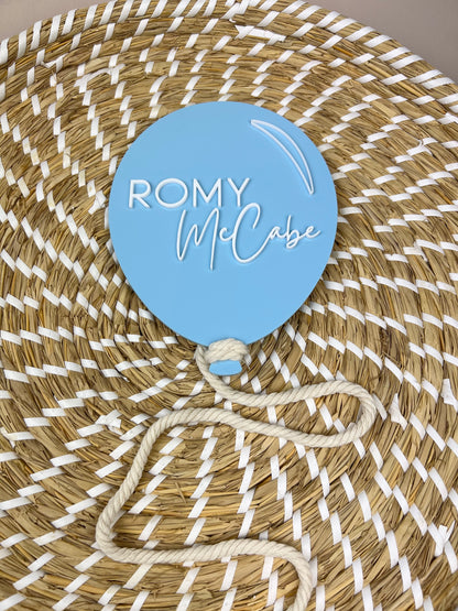 Acrylic 'Balloon' Announcement Plaque (Acrylic Text)