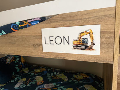 Construction Name Plaque with 3D Excavator