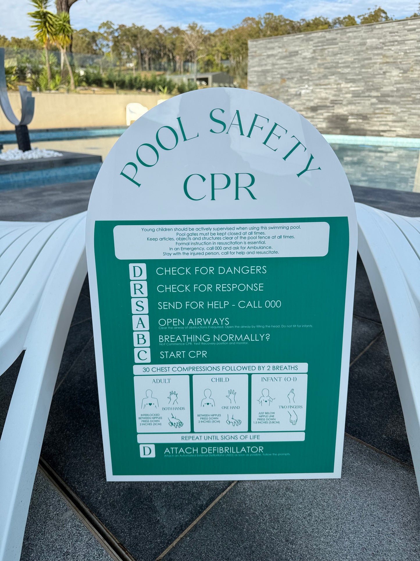 Pool CPR Safety Sign - Arch