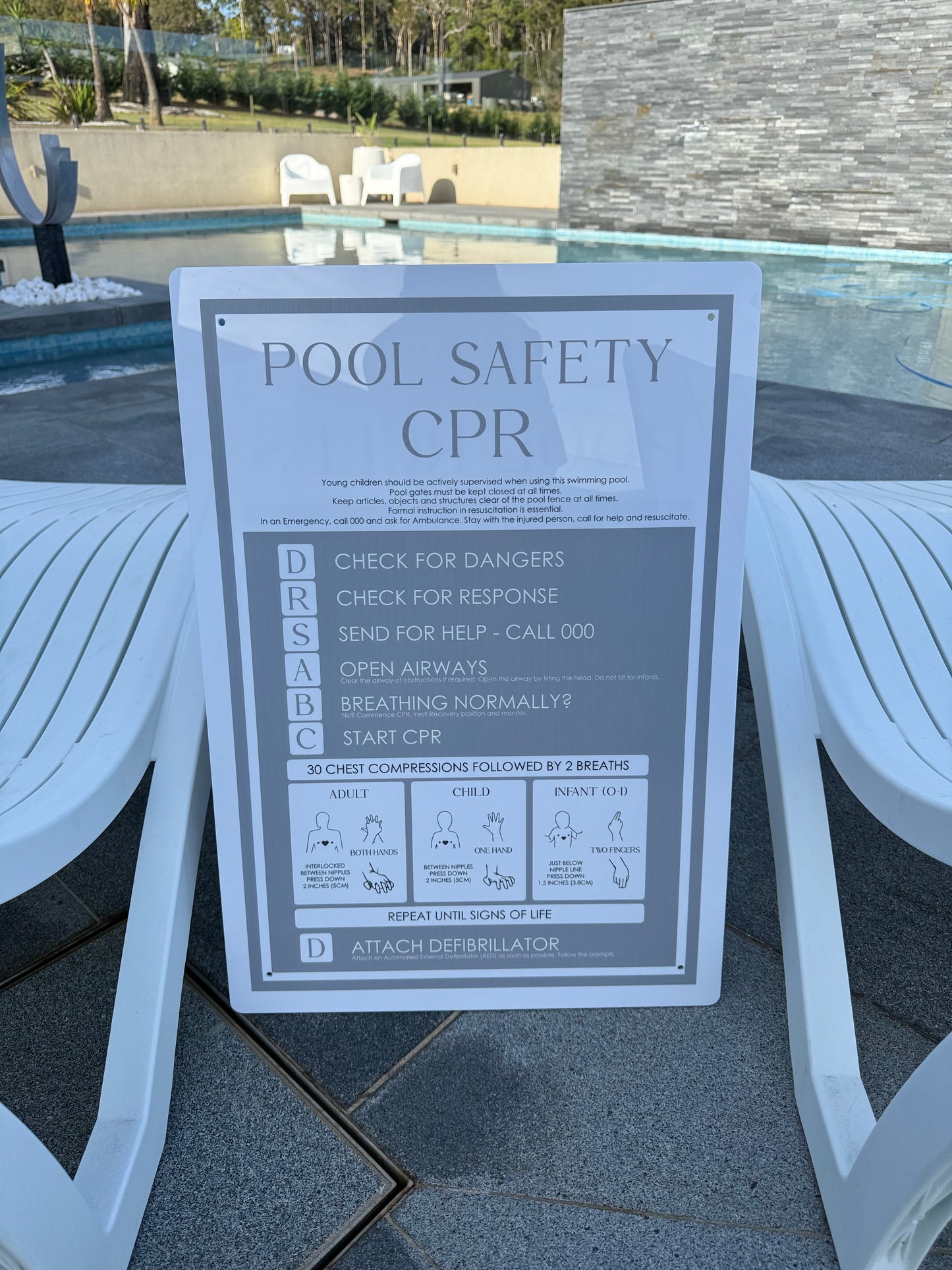 Pool CPR Safety Sign - Rectangle