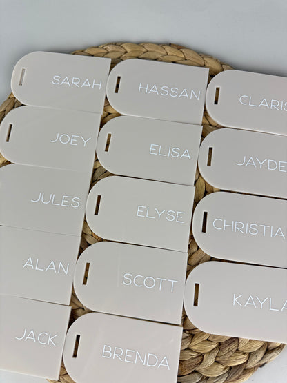 Acrylic Place Cards - Luggage Tag Style