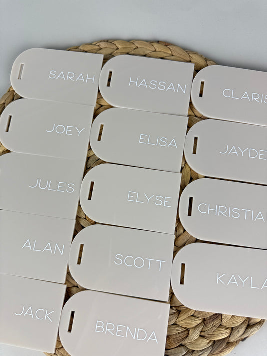 Acrylic Place Cards - Luggage Tag Style