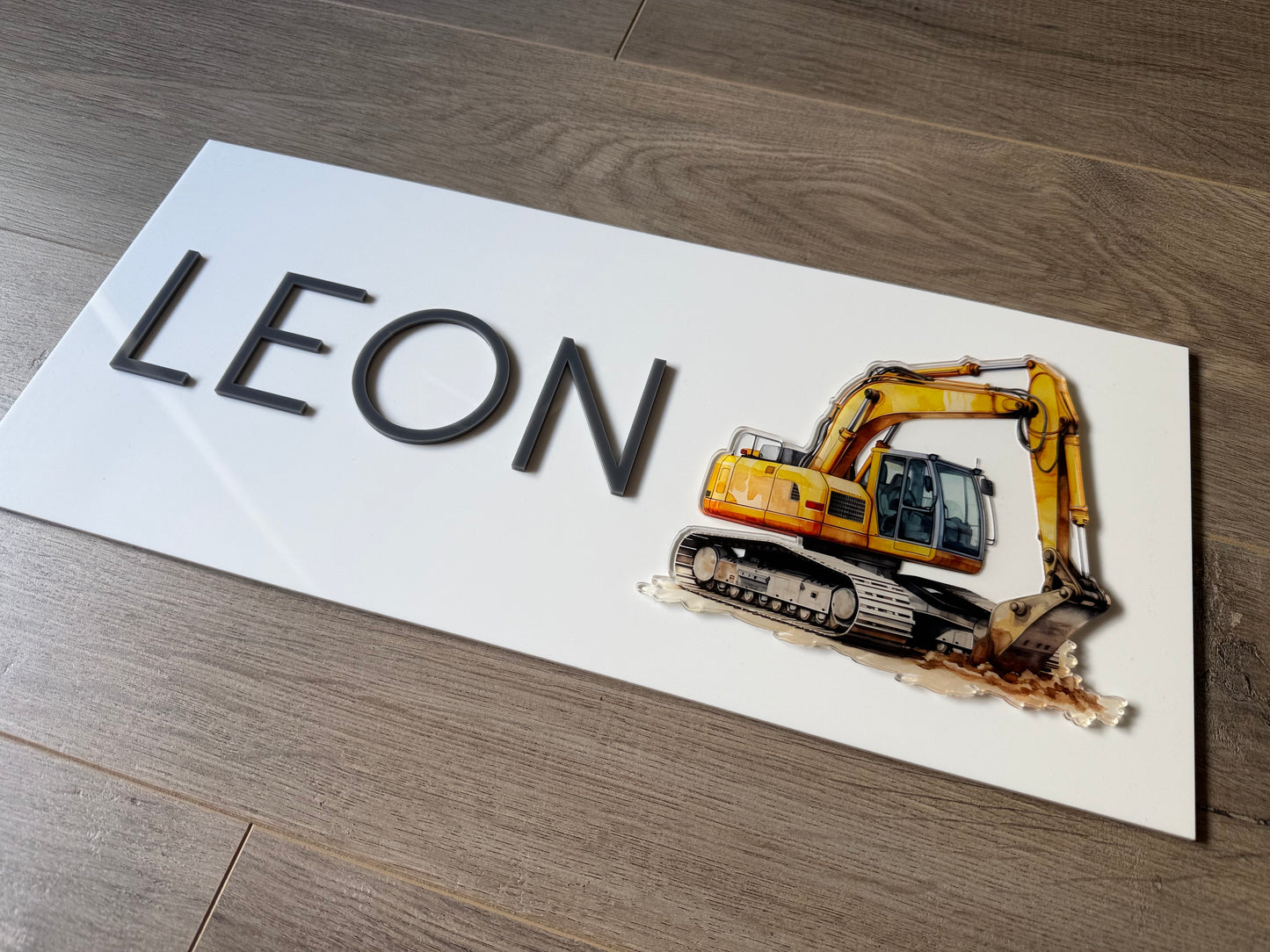 Construction Name Plaque with 3D Excavator