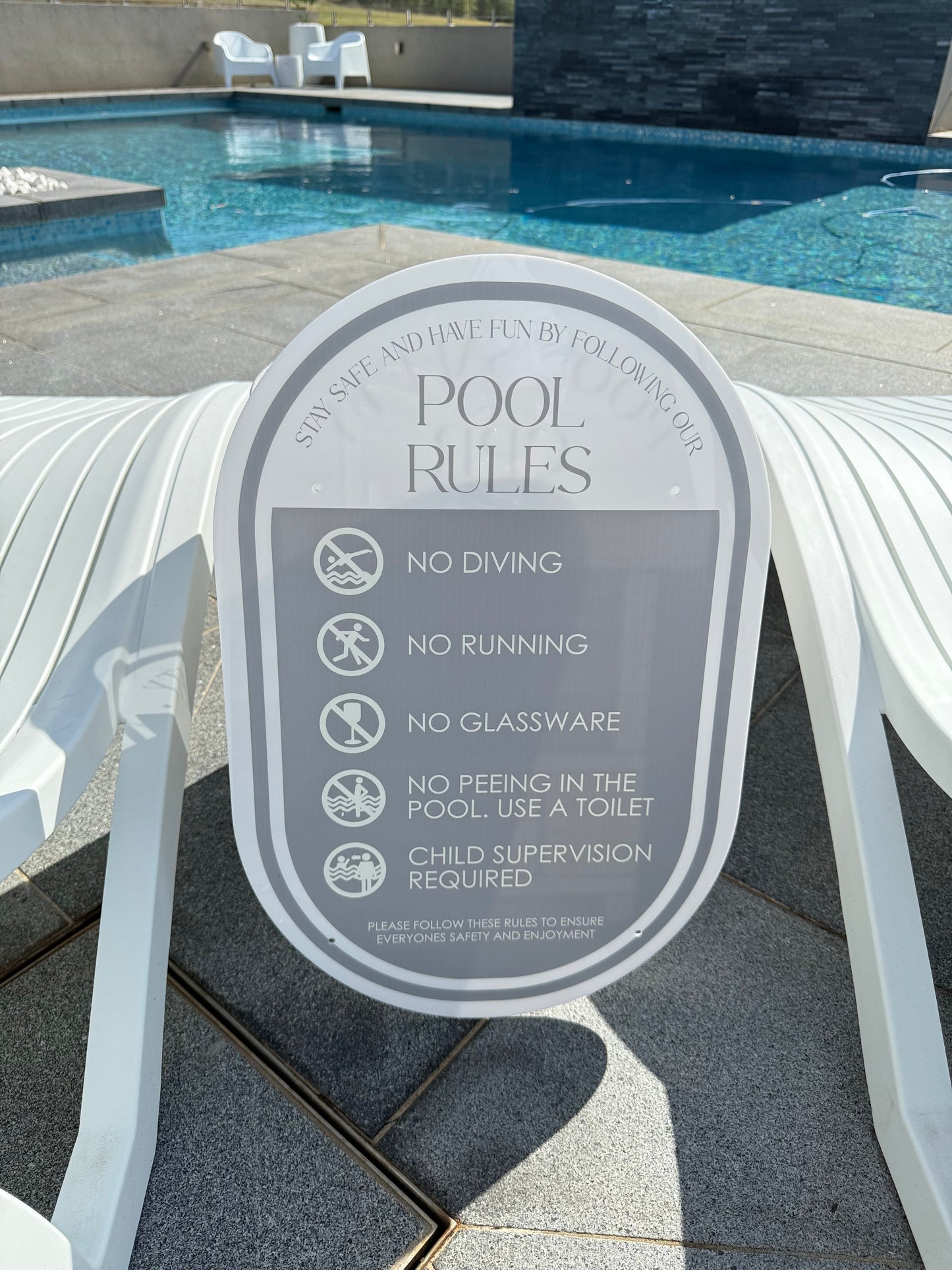 Double Sided Pool CPR Safety/Pool Rules Sign - Oval