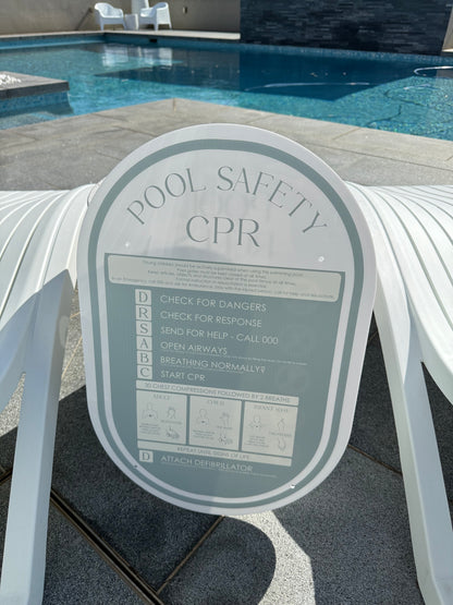 Pool CPR Safety Sign - Oval