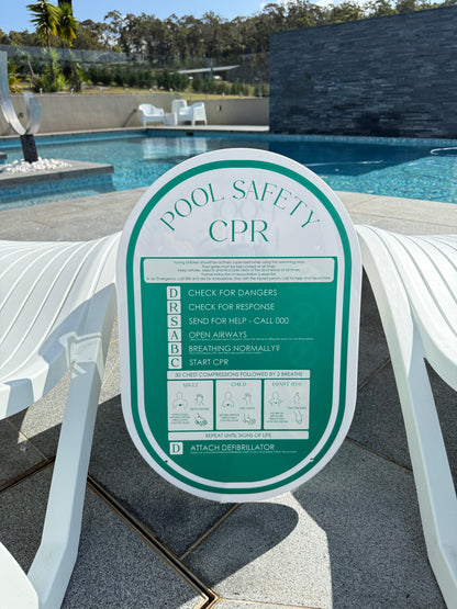 Pool CPR Safety Sign - Oval