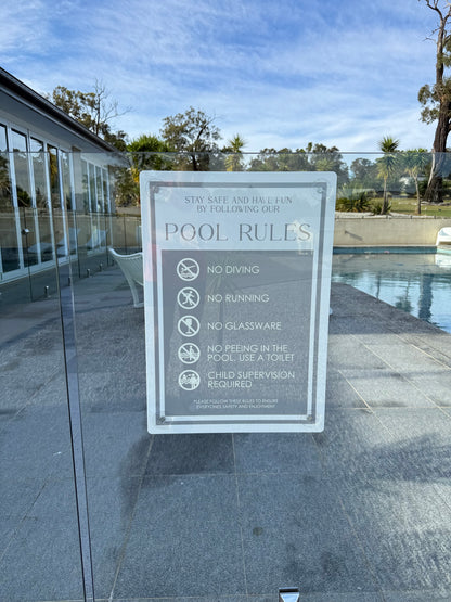 Double Sided Pool CPR Safety/Pool Rules Sign - Rectangle