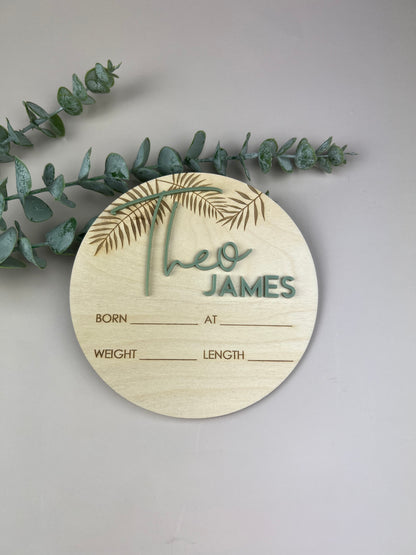 Birth Announcement Plaque - (Large Ferns)