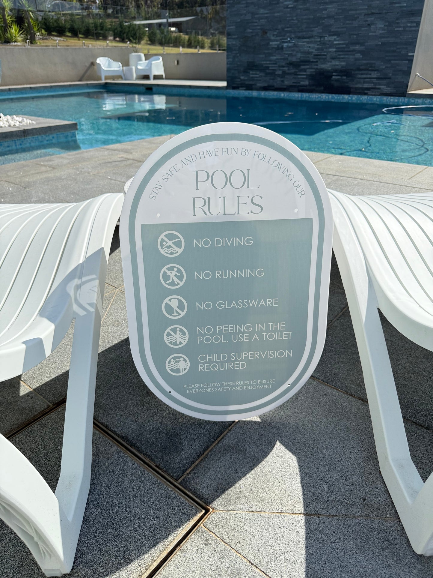 Double Sided Pool CPR Safety/Pool Rules Sign - Oval