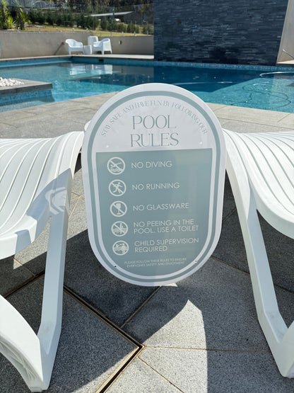 Double Sided Pool CPR Safety/Pool Rules Sign - Oval