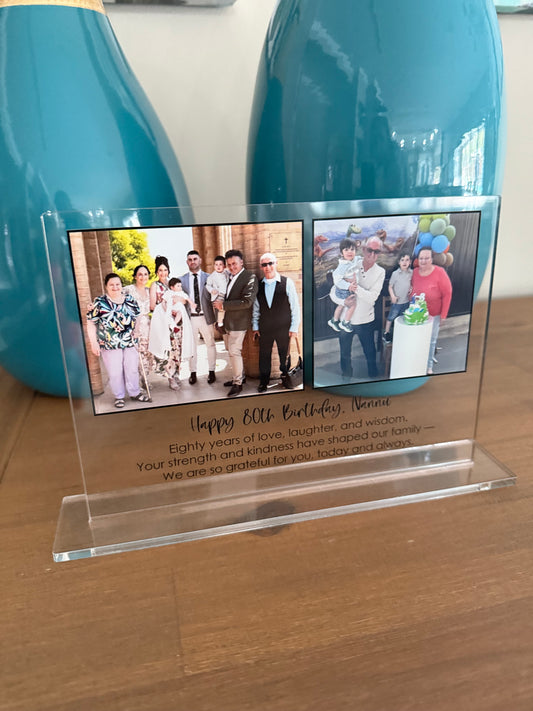 Acrylic Photo Print + Message with Stand