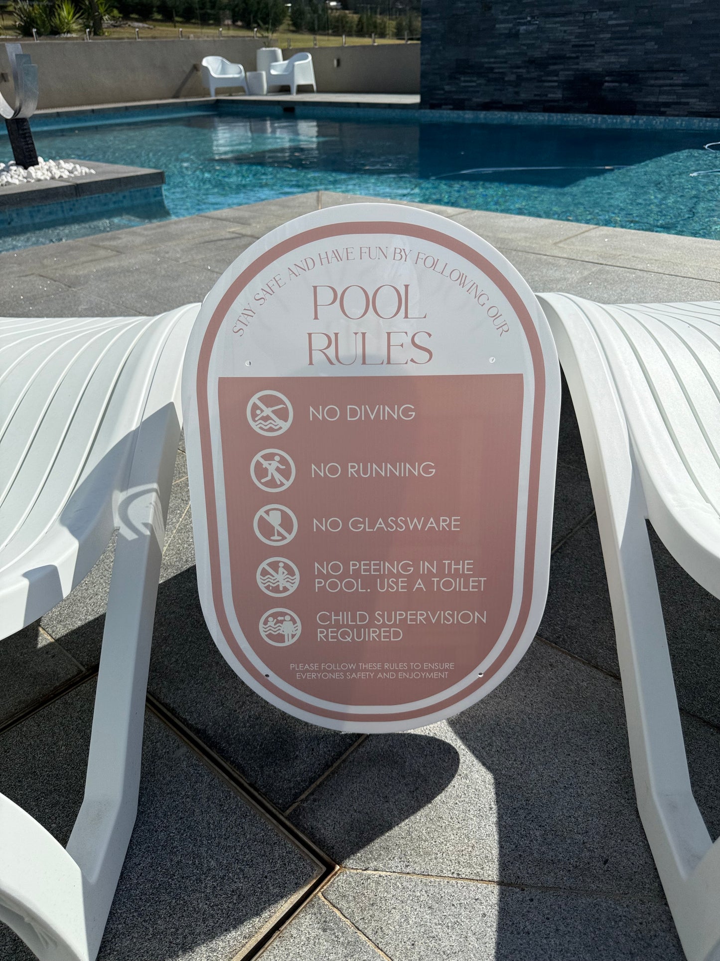 Double Sided Pool CPR Safety/Pool Rules Sign - Oval