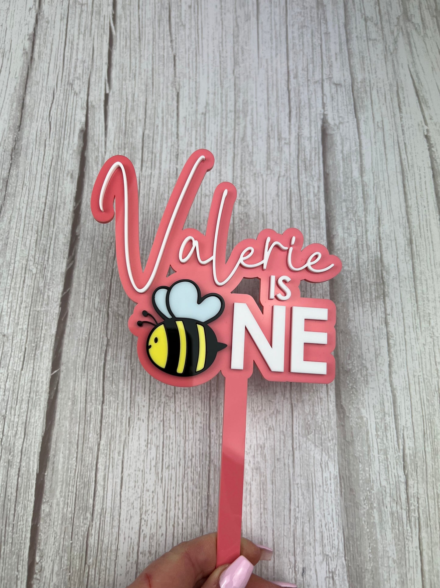 2 Layer 'Bee’ Acrylic Cake Topper