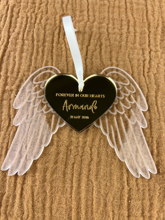 Angel Heart Memorial Christmas Ornament