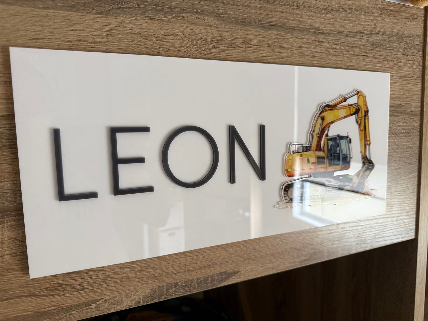 Construction Name Plaque with 3D Excavator