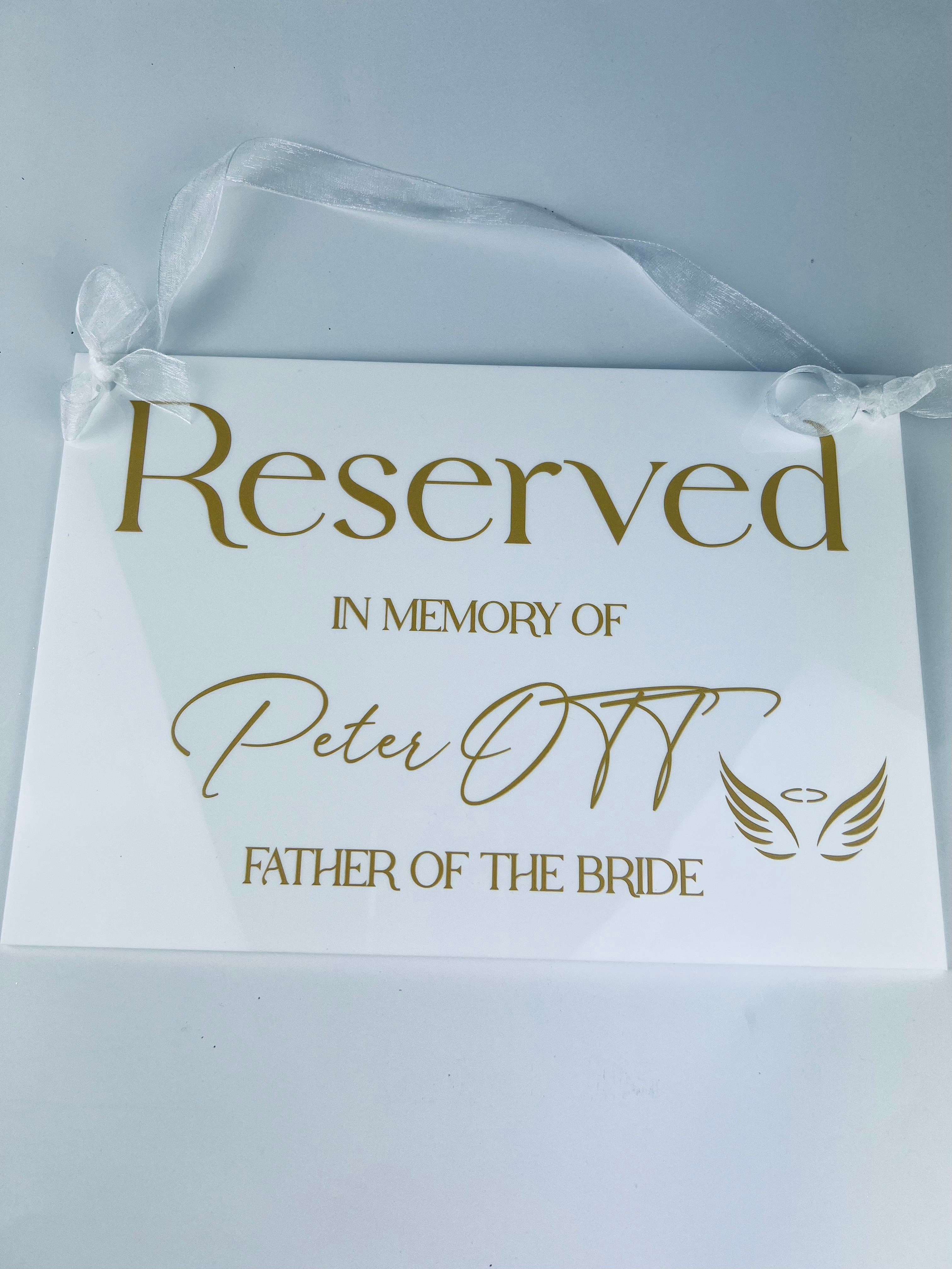 Cemetery Reserved. Sign Reserved Seat Memorial Sign – Boundless Impressions