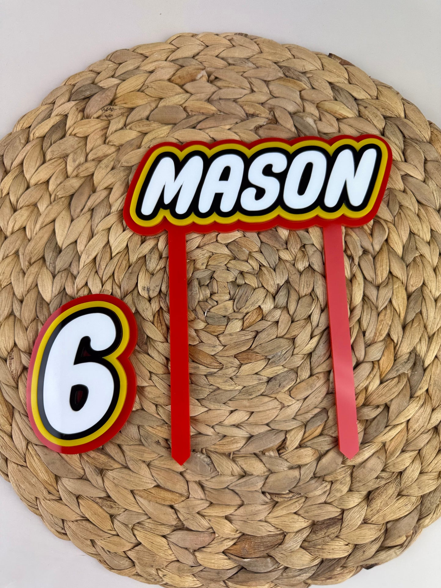 ‘Lego’ Theme Personalised Acrylic Cake Topper