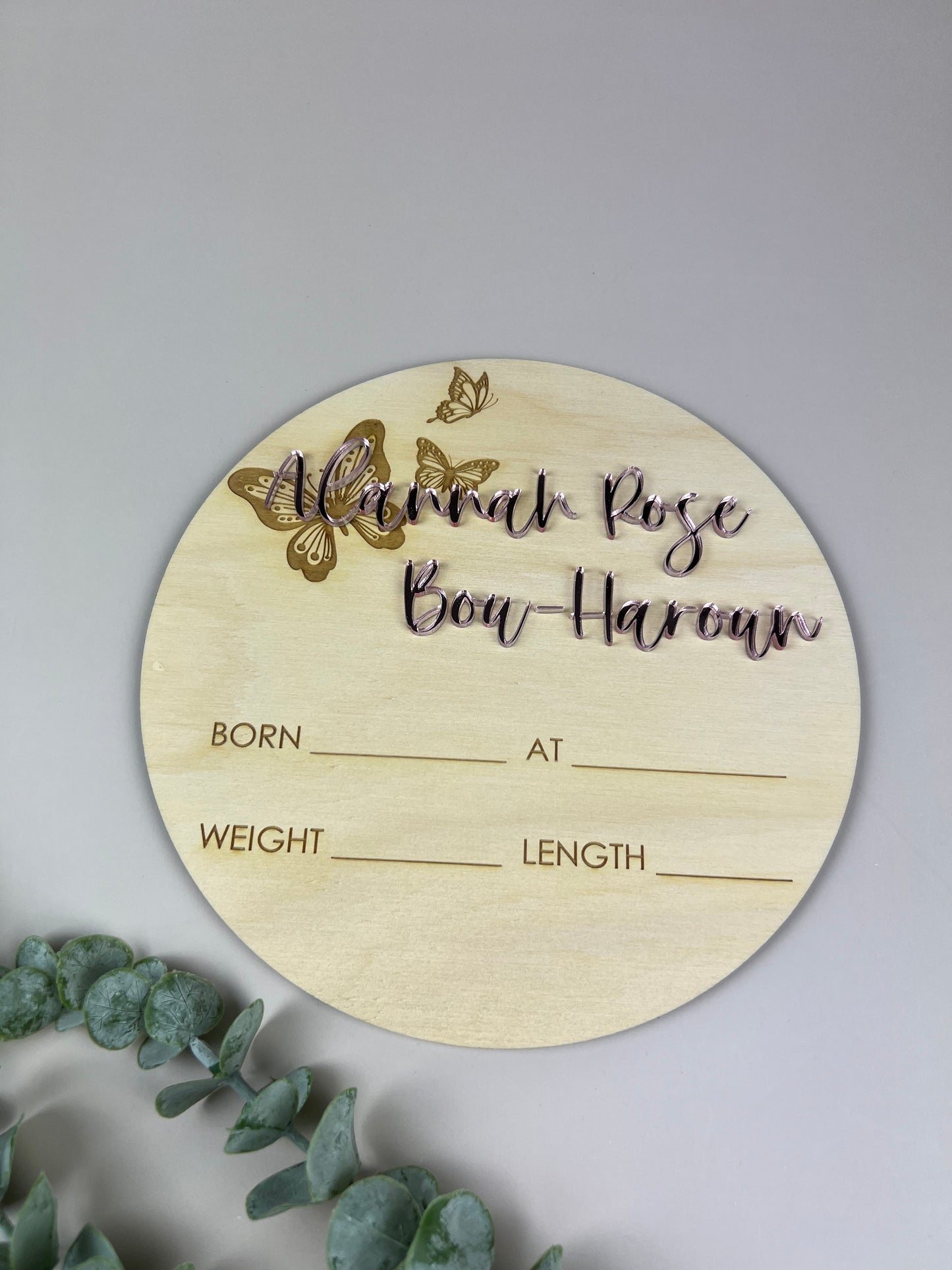 Birth Announcement Plaque - (Butterflies)