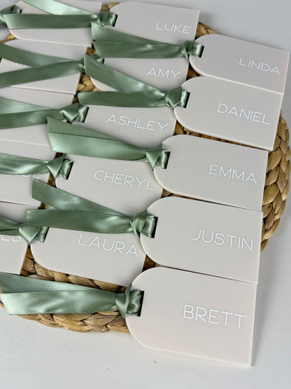 Acrylic Place Cards - Luggage Tag Style