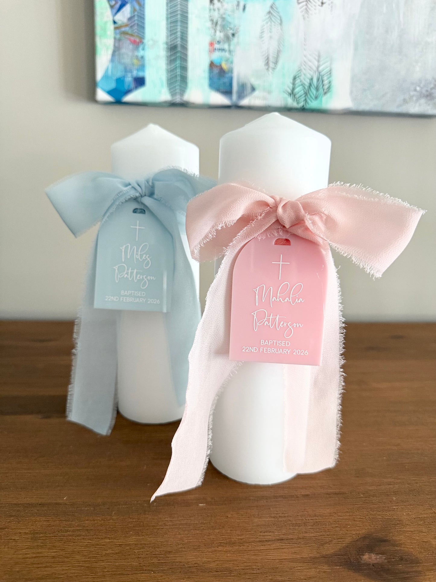 Baptism/Christening Candle - Acrylic Tag