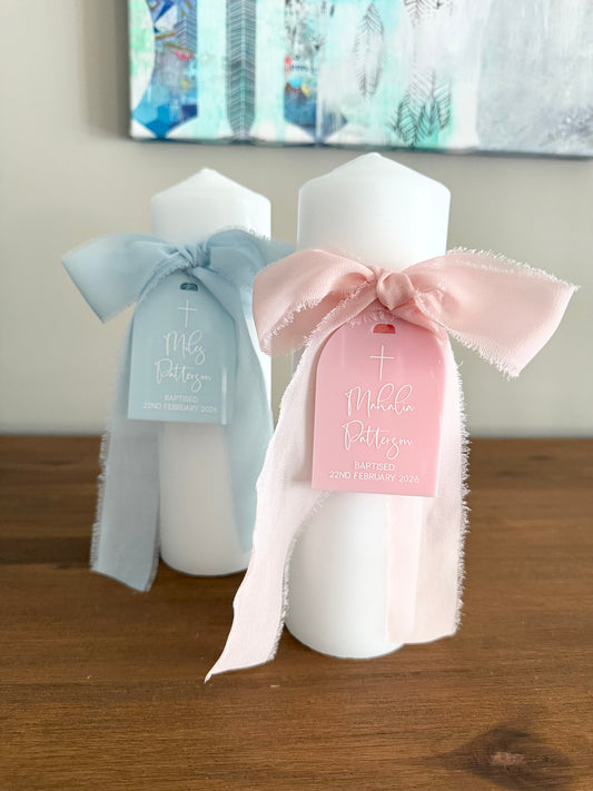 Baptism/Christening Candle - Acrylic Tag