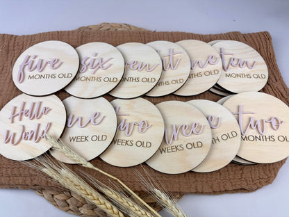 Baby Milestone Discs - Wood/Part Acrylic (Set 16)