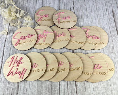 Baby Milestone Discs - Wood/Part Acrylic (Set 16)