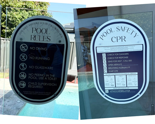 Double Sided Pool CPR Safety/Pool Rules Sign - Oval
