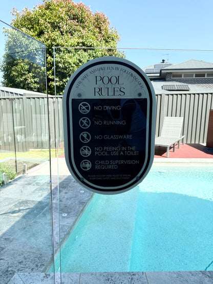 Double Sided Pool CPR Safety/Pool Rules Sign - Oval