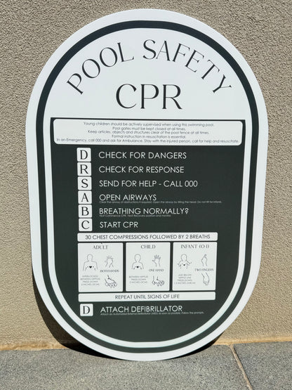 Pool CPR Safety Sign - Oval