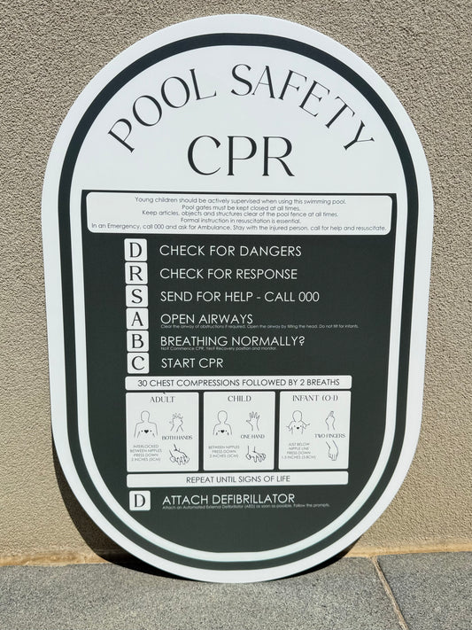 Pool CPR Safety Sign - Oval