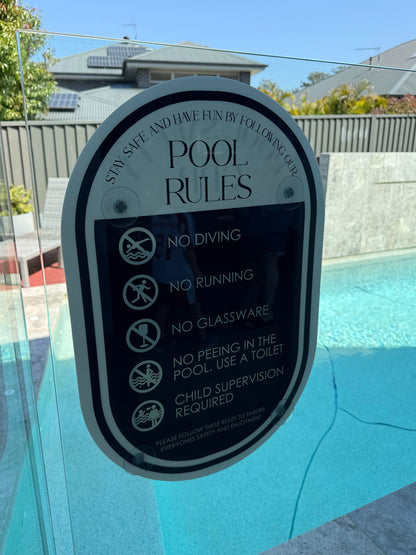 Double Sided Pool CPR Safety/Pool Rules Sign - Oval