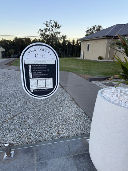 Double Sided Pool CPR Safety/Pool Rules Sign - Oval