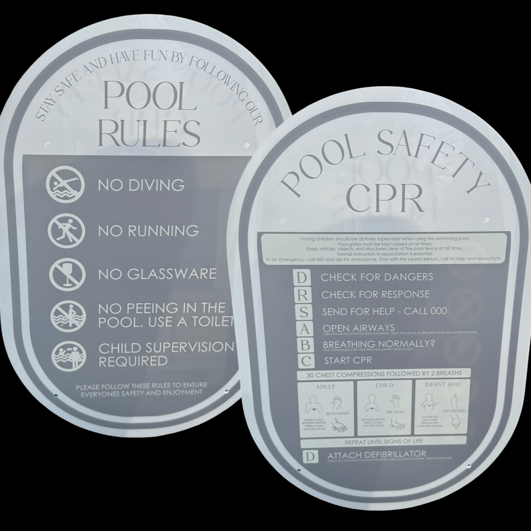 Double Sided Pool CPR Safety/Pool Rules Sign - Oval