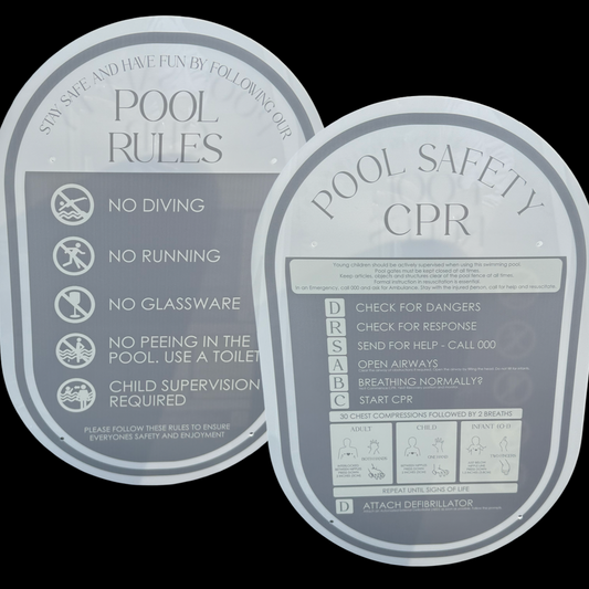 Double Sided Pool CPR Safety/Pool Rules Sign - Oval