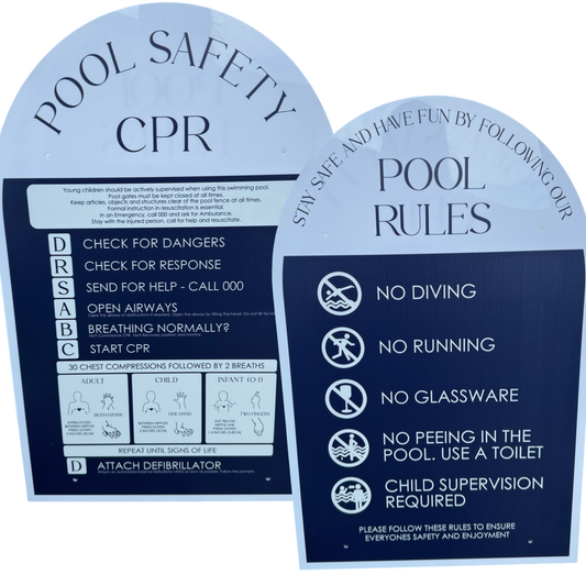 Double Sided Pool CPR Safety/Pool Rules Sign - Arch
