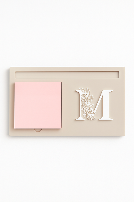 Post It Note Holder - Acrylic (Floral Letter)