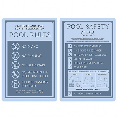 Double Sided Pool CPR Safety/Pool Rules Sign - Rectangle