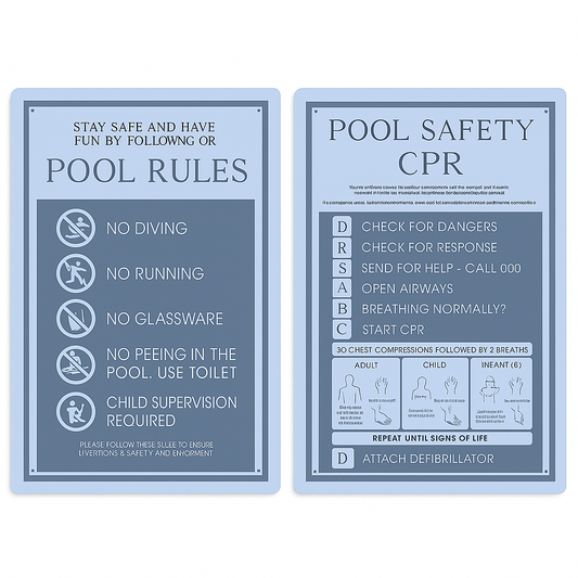 Double Sided Pool CPR Safety/Pool Rules Sign - Rectangle