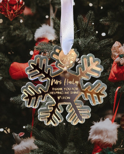 Personalised Teacher Christmas Ornament (Snowflake)