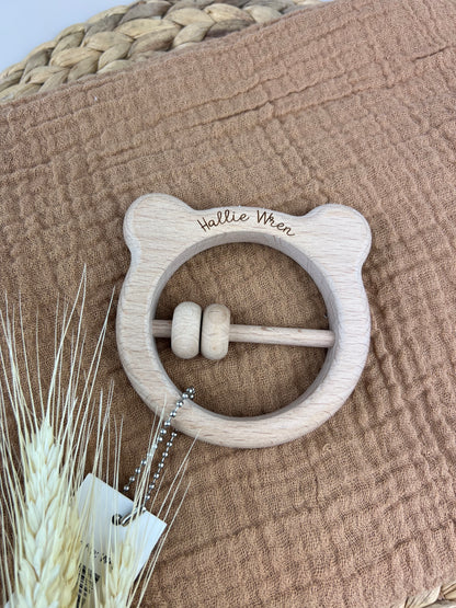 Bear Wooden Baby Rattle (Personalised)